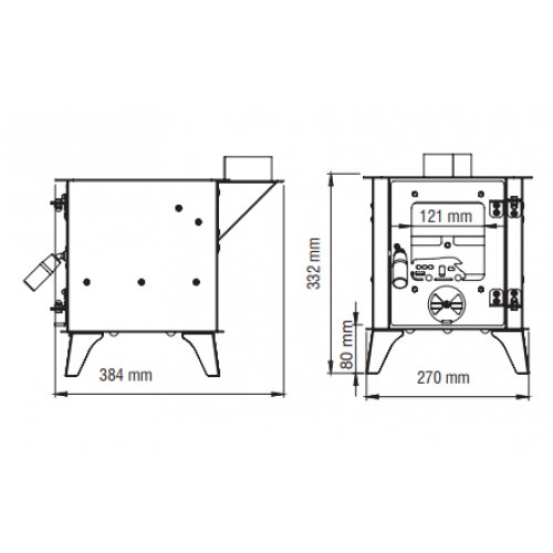 SABAH Mini Tiny Emaye Kaplama Isıya Dayanıklı Camlı Kamp Sobası ve Karavan Sobası (Boru Çapı 8 cm)