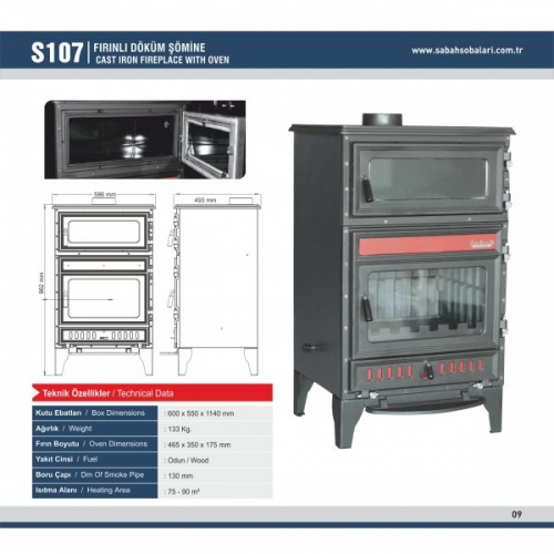 Sabah S107 Fırınlı Döküm Şömine 