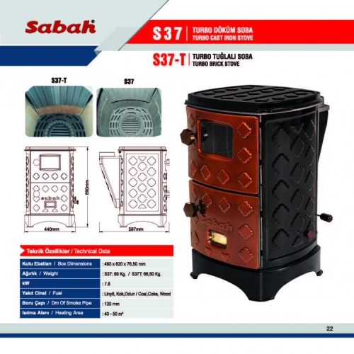 Sabah S37 Turbo Döküm Soba